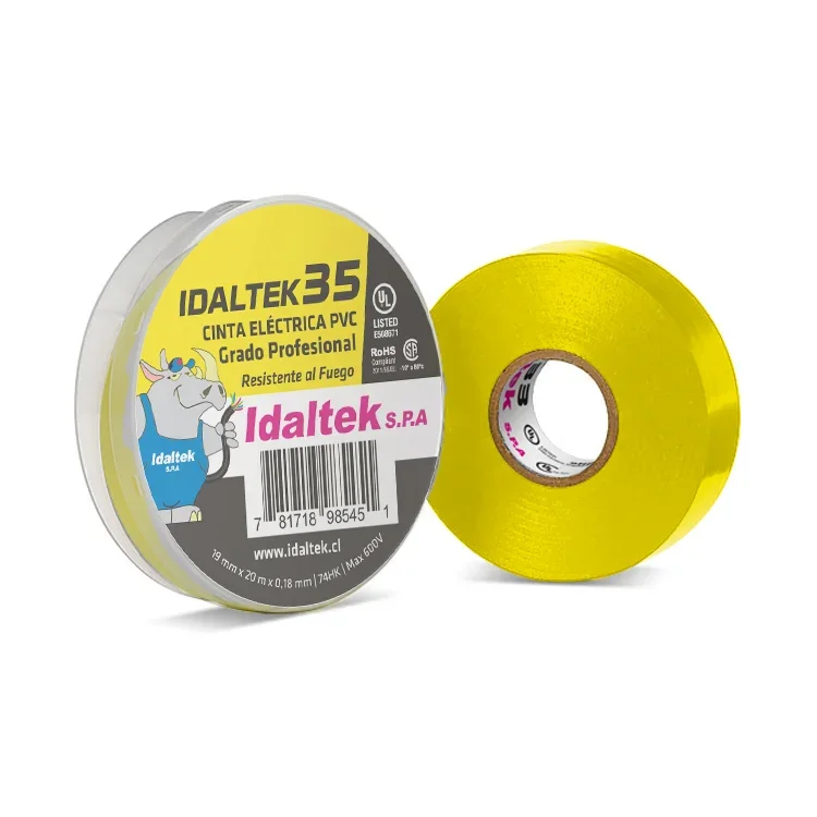 Cinta Aislante Adhesiva PVC Idaltek 35 UL / RoHS Amarillo