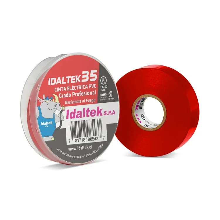 Cinta Aislante Adhesiva PVC Idaltek 35 UL / RoHS Rojo